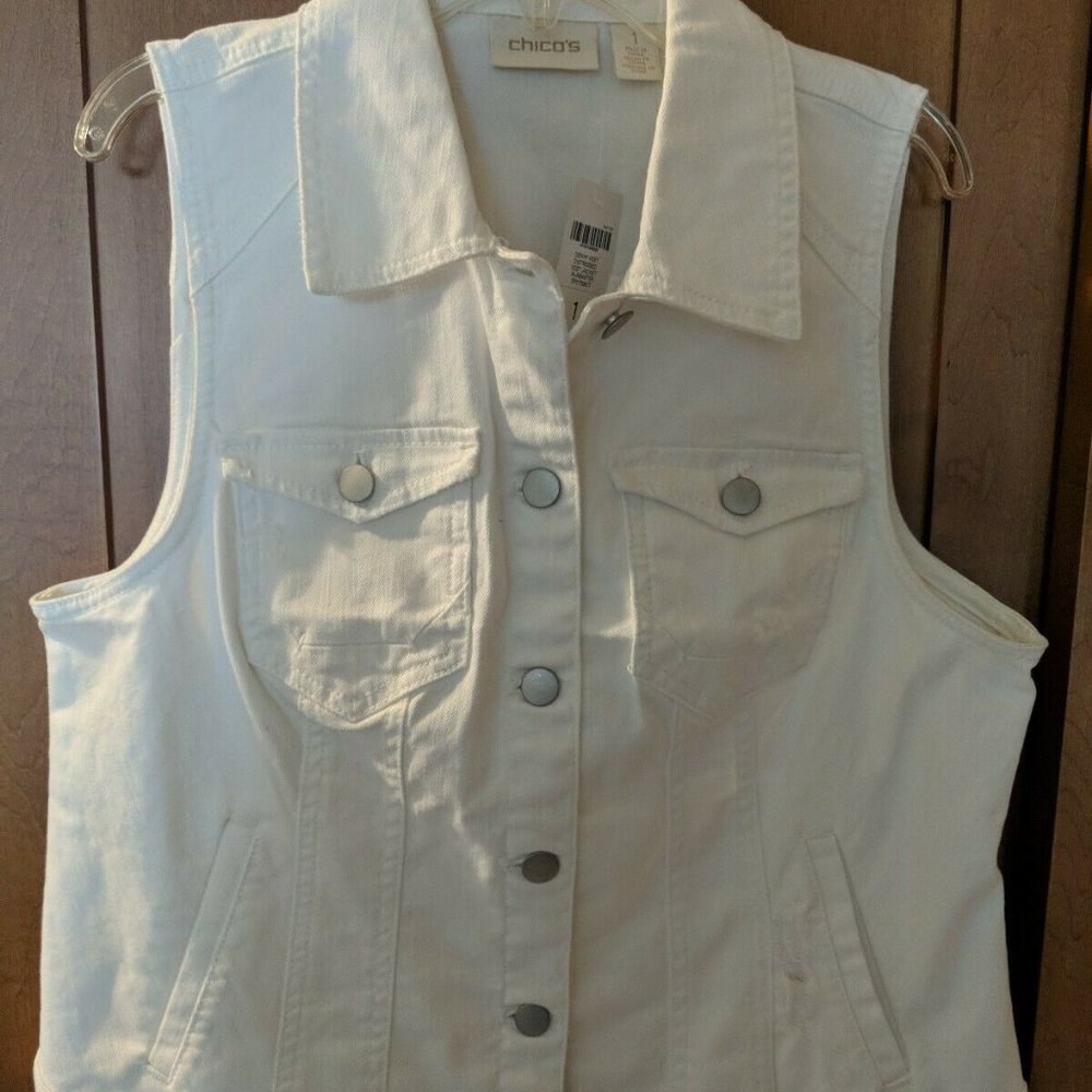 Chico's Women's Distressed Denim Vest Size 1